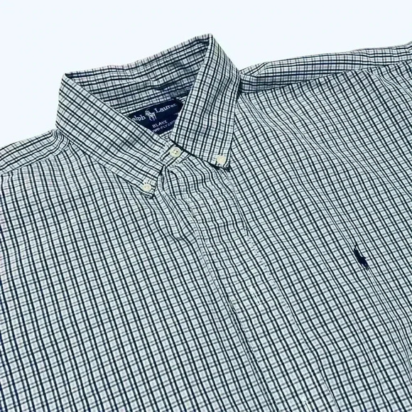 Ralph Lauren Blake Men's 16 Blue Stripe Long Sleeve Button Front Shirt - Picture 1 of 3